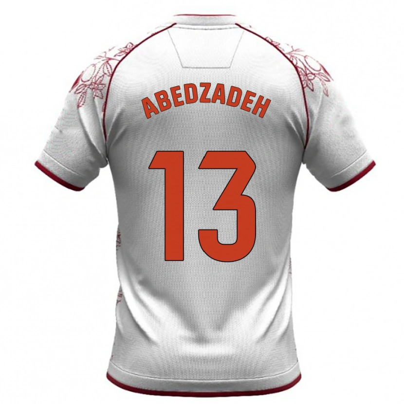 Danxen Uomo Maglia Amir Abedzadeh #13 Bianco Borgogna Kit Gara Away 2025/26 Maglietta