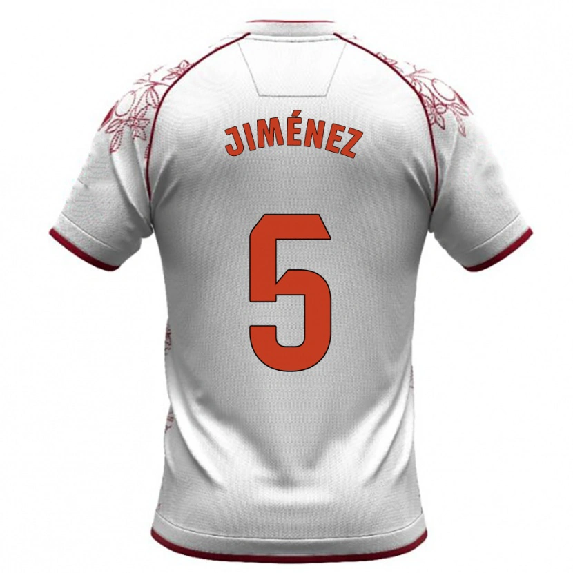 Danxen Uomo Maglia Alberto Jiménez #5 Bianco Borgogna Kit Gara Away 2025/26 Maglietta