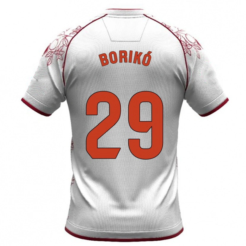 Danxen Uomo Maglia Santi Borikó #29 Bianco Borgogna Kit Gara Away 2025/26 Maglietta