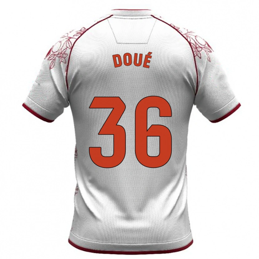 Danxen Uomo Maglia Marc-Olivier Doué #36 Bianco Borgogna Kit Gara Away 2025/26 Maglietta