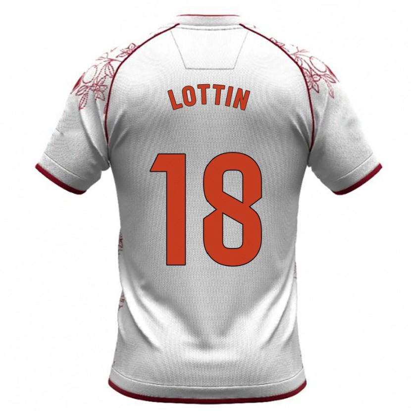 Danxen Uomo Maglia Albert Lottin #18 Bianco Borgogna Kit Gara Away 2025/26 Maglietta
