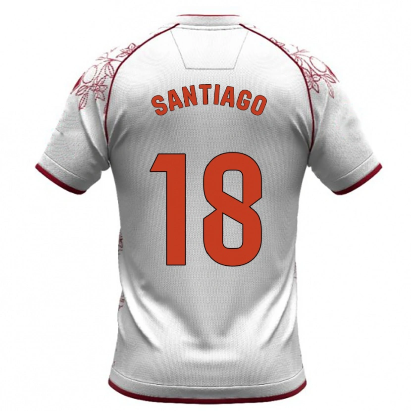 Danxen Uomo Maglia Pablo Santiago #18 Bianco Borgogna Kit Gara Away 2025/26 Maglietta