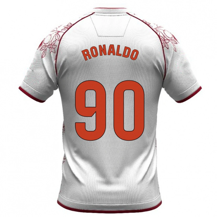 Danxen Uomo Maglia Ronaldo #90 Bianco Borgogna Kit Gara Away 2025/26 Maglietta