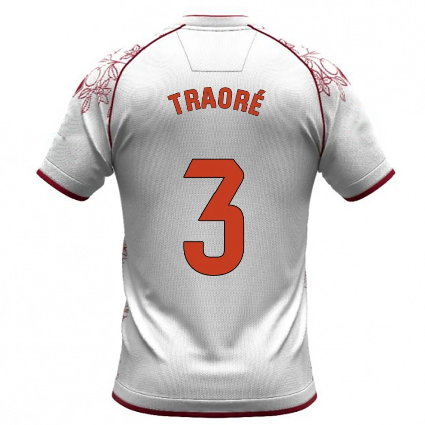 Danxen Uomo Maglia Mamadou Traoré #3 Bianco Borgogna Kit Gara Away 2025/26 Maglietta