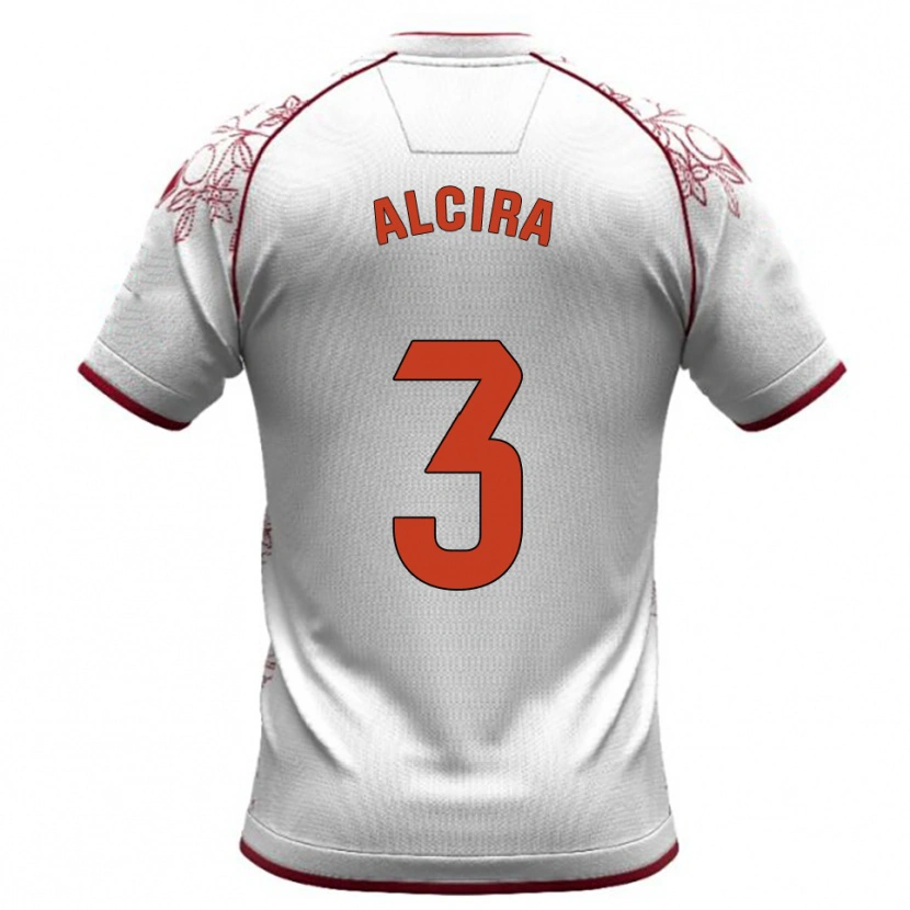 Danxen Uomo Maglia Álex Alcira #3 Bianco Borgogna Kit Gara Away 2025/26 Maglietta