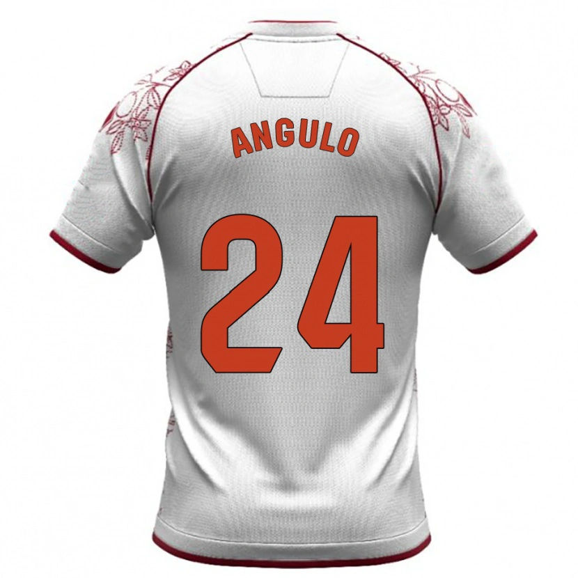 Danxen Uomo Maglia Isi Angulo #24 Bianco Borgogna Kit Gara Away 2025/26 Maglietta