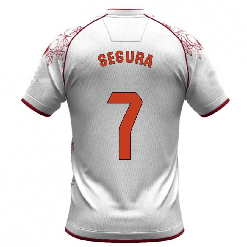 Danxen Uomo Maglia Carlos Segura #7 Bianco Borgogna Kit Gara Away 2025/26 Maglietta