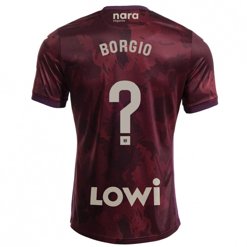 Danxen Uomo Maglia Íñigo Borgio #0 Borgogna Bianco Kit Gara Away 2025/26 Maglietta