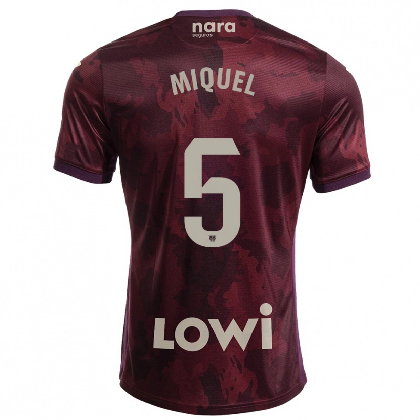 Danxen Uomo Maglia Ignasi Miquel #5 Borgogna Bianco Kit Gara Away 2025/26 Maglietta