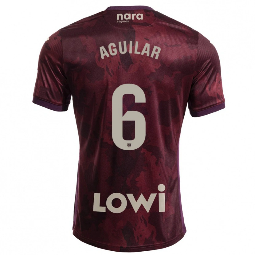 Danxen Uomo Maglia Lalo Aguilar #6 Borgogna Bianco Kit Gara Away 2025/26 Maglietta