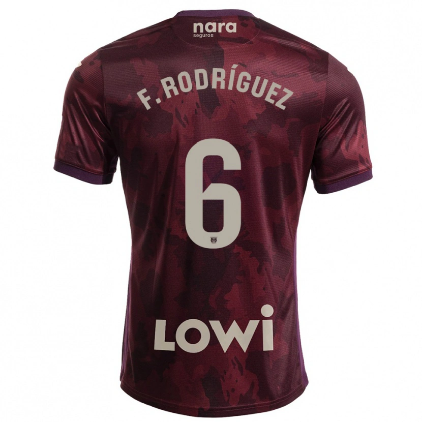 Danxen Uomo Maglia Fer Rodríguez #6 Borgogna Bianco Kit Gara Away 2025/26 Maglietta