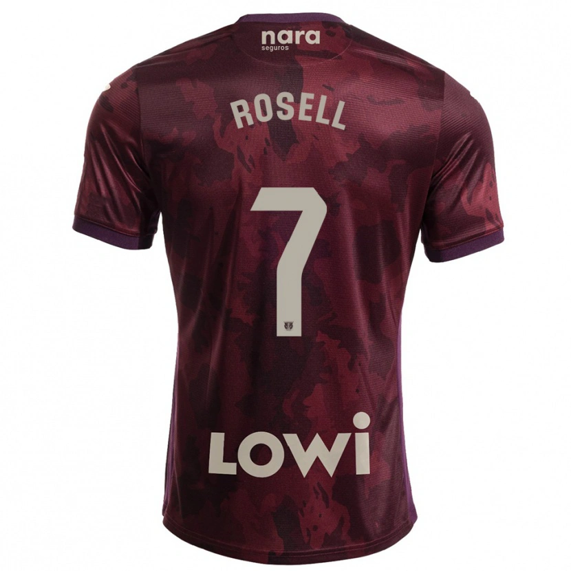 Danxen Uomo Maglia Adrián Rosell #7 Borgogna Bianco Kit Gara Away 2025/26 Maglietta