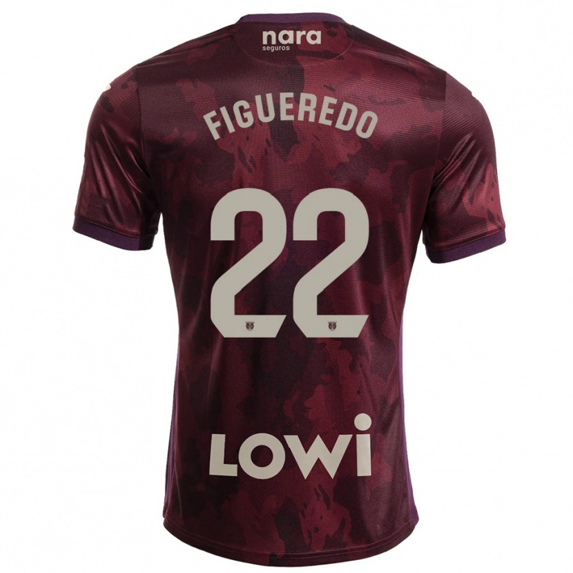 Danxen Uomo Maglia Sebastián Figueredo #22 Borgogna Bianco Kit Gara Away 2025/26 Maglietta