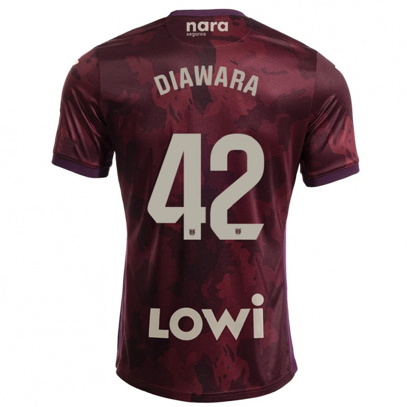 Danxen Uomo Maglia Amadou Diawara #42 Borgogna Bianco Kit Gara Away 2025/26 Maglietta