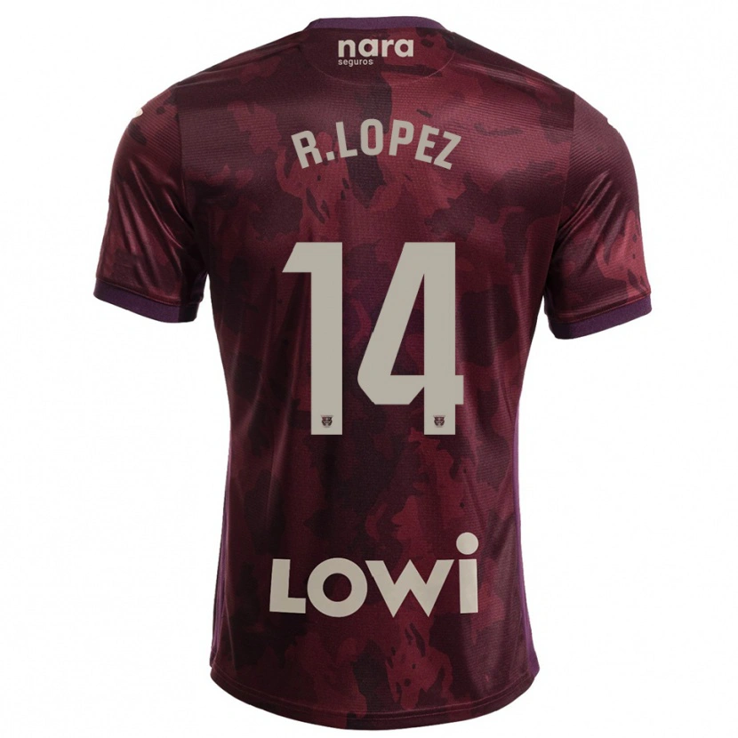 Danxen Uomo Maglia Roberto López #14 Borgogna Bianco Kit Gara Away 2025/26 Maglietta