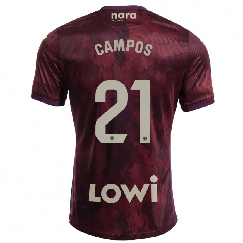 Danxen Uomo Maglia Andrés Campos #21 Borgogna Bianco Kit Gara Away 2025/26 Maglietta