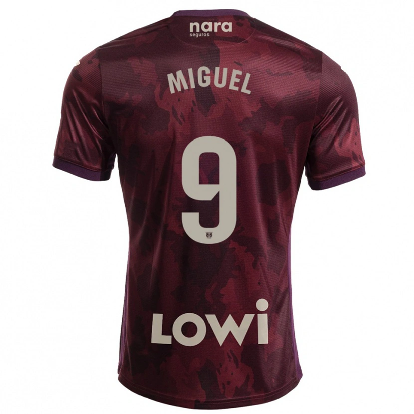 Danxen Uomo Maglia Miguel De La Fuente #9 Borgogna Bianco Kit Gara Away 2025/26 Maglietta
