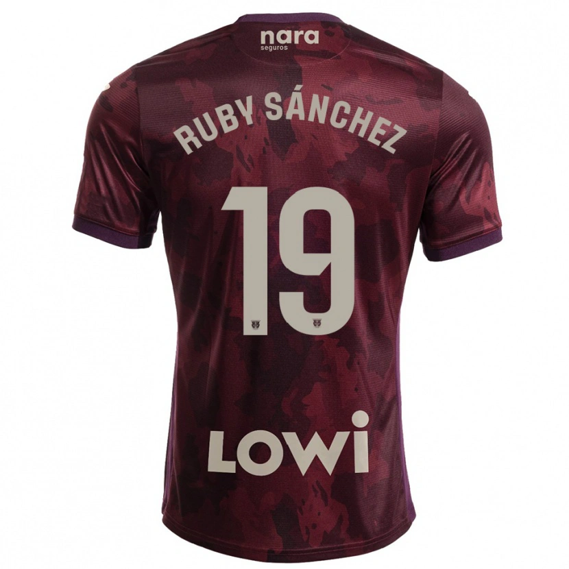 Danxen Uomo Maglia Ruby Sánchez #19 Borgogna Bianco Kit Gara Away 2025/26 Maglietta