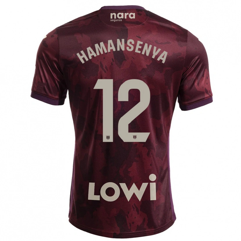 Danxen Uomo Maglia David Hamansenya #12 Borgogna Bianco Kit Gara Away 2025/26 Maglietta