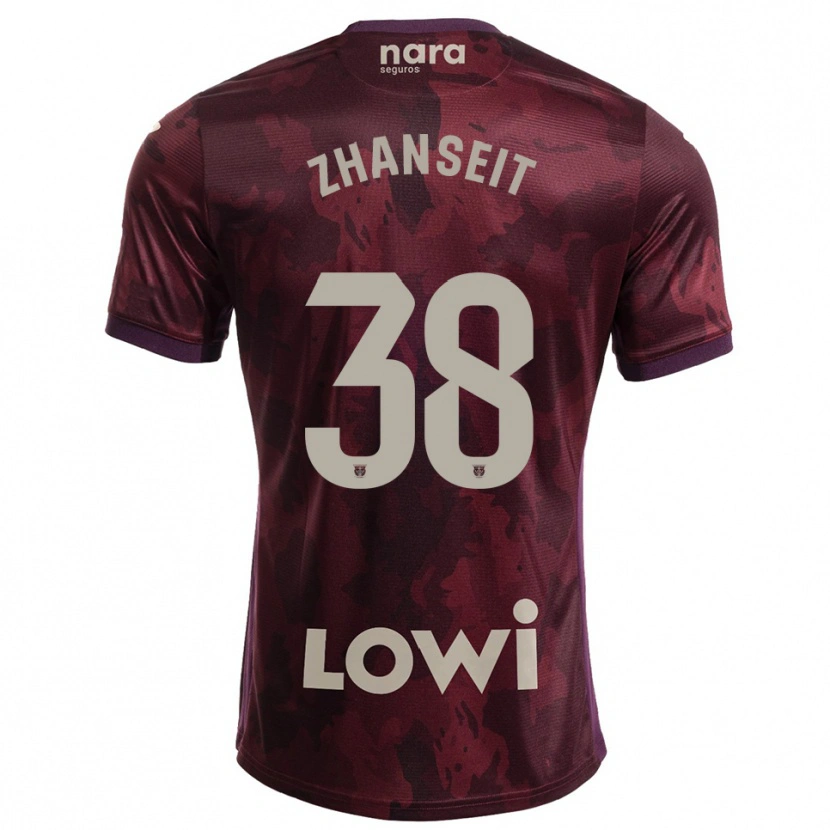 Danxen Uomo Maglia Sultan Zhanseit #38 Borgogna Bianco Kit Gara Away 2025/26 Maglietta