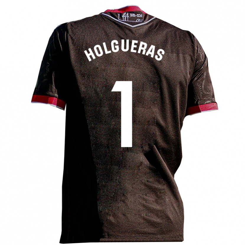 Danxen Uomo Maglia Javi Holgueras #1 Nero Rosso Kit Gara Away 2025/26 Maglietta