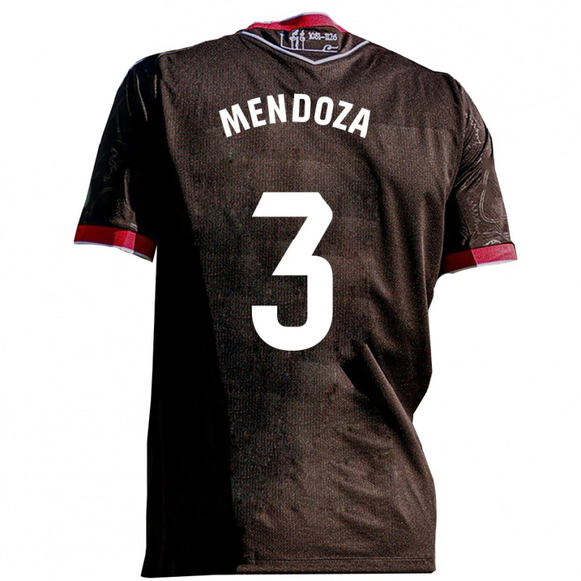 Danxen Uomo Maglia Edu Mendoza #3 Nero Rosso Kit Gara Away 2025/26 Maglietta