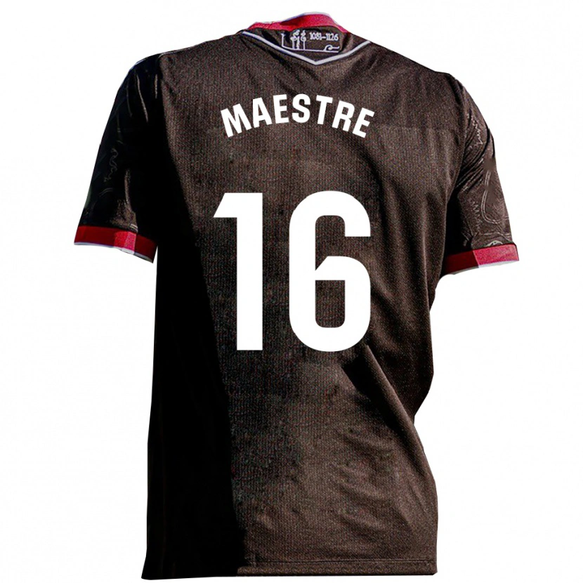 Danxen Uomo Maglia Sergi Maestre #16 Nero Rosso Kit Gara Away 2025/26 Maglietta