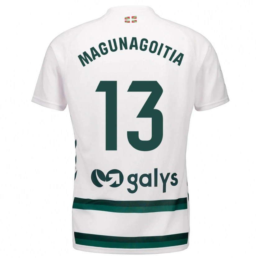Danxen Uomo Maglia Jonmi Magunagoitia #13 Bianco Verde Kit Gara Away 2025/26 Maglietta