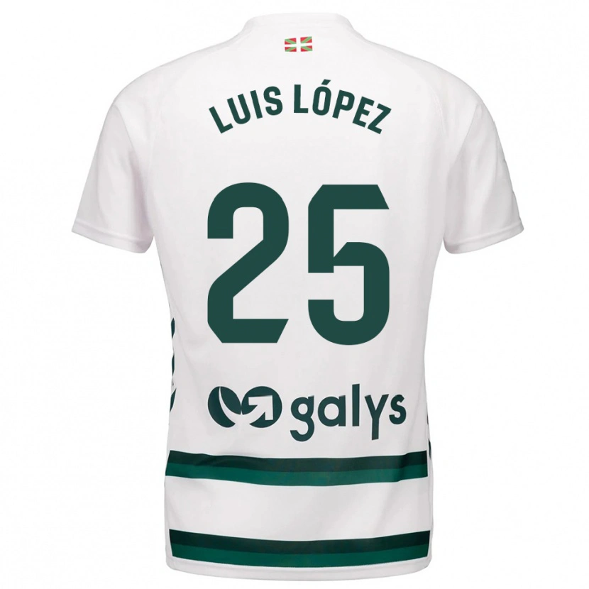 Danxen Uomo Maglia Luis López #25 Bianco Verde Kit Gara Away 2025/26 Maglietta