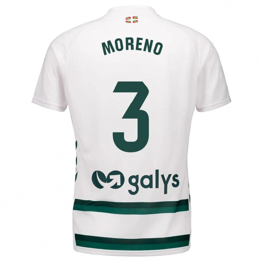 Danxen Uomo Maglia Marco Moreno #3 Bianco Verde Kit Gara Away 2025/26 Maglietta