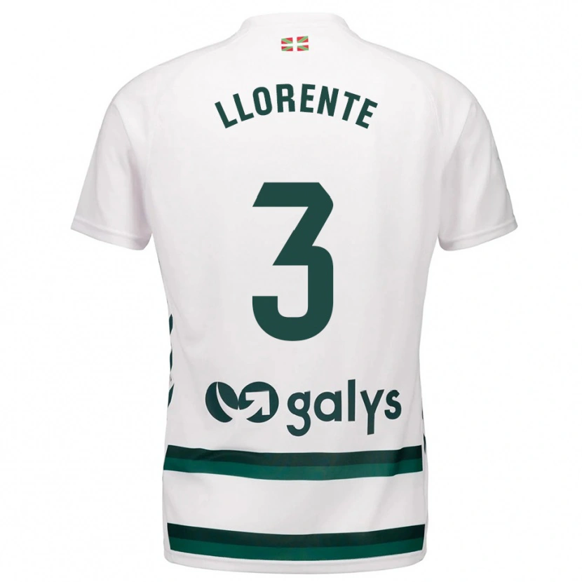 Danxen Uomo Maglia Oier Llorente #3 Bianco Verde Kit Gara Away 2025/26 Maglietta