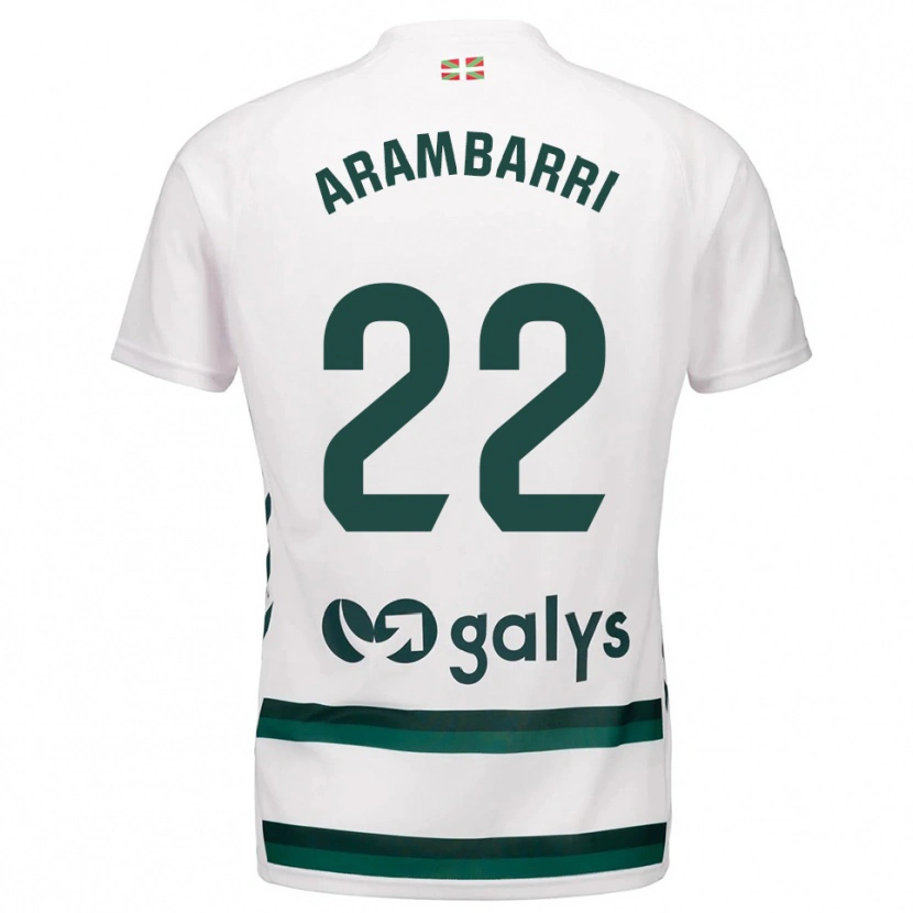 Danxen Uomo Maglia Aritz Arambarri #22 Bianco Verde Kit Gara Away 2025/26 Maglietta