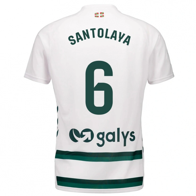 Danxen Uomo Maglia Asier Santolaya #6 Bianco Verde Kit Gara Away 2025/26 Maglietta