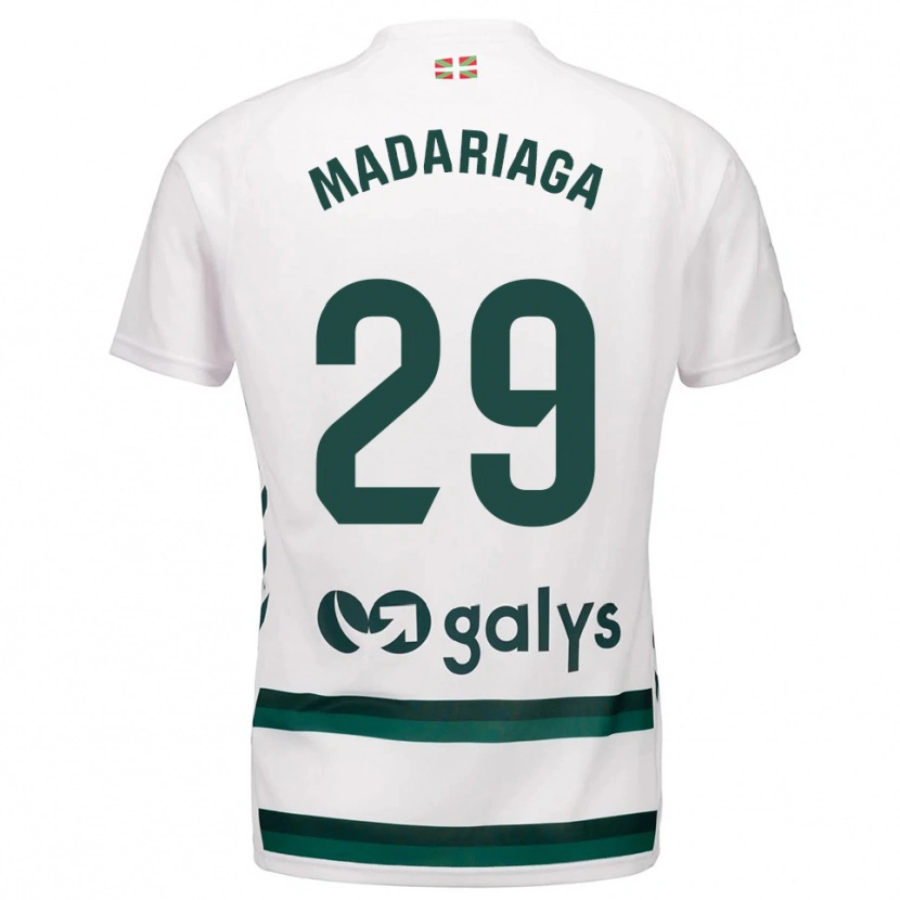 Danxen Uomo Maglia Ander Madariaga #29 Bianco Verde Kit Gara Away 2025/26 Maglietta