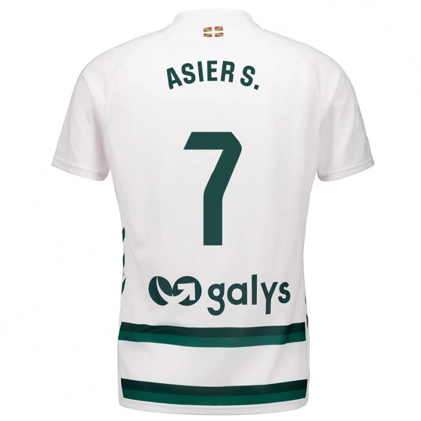 Danxen Uomo Maglia Asier Sánchez #7 Bianco Verde Kit Gara Away 2025/26 Maglietta