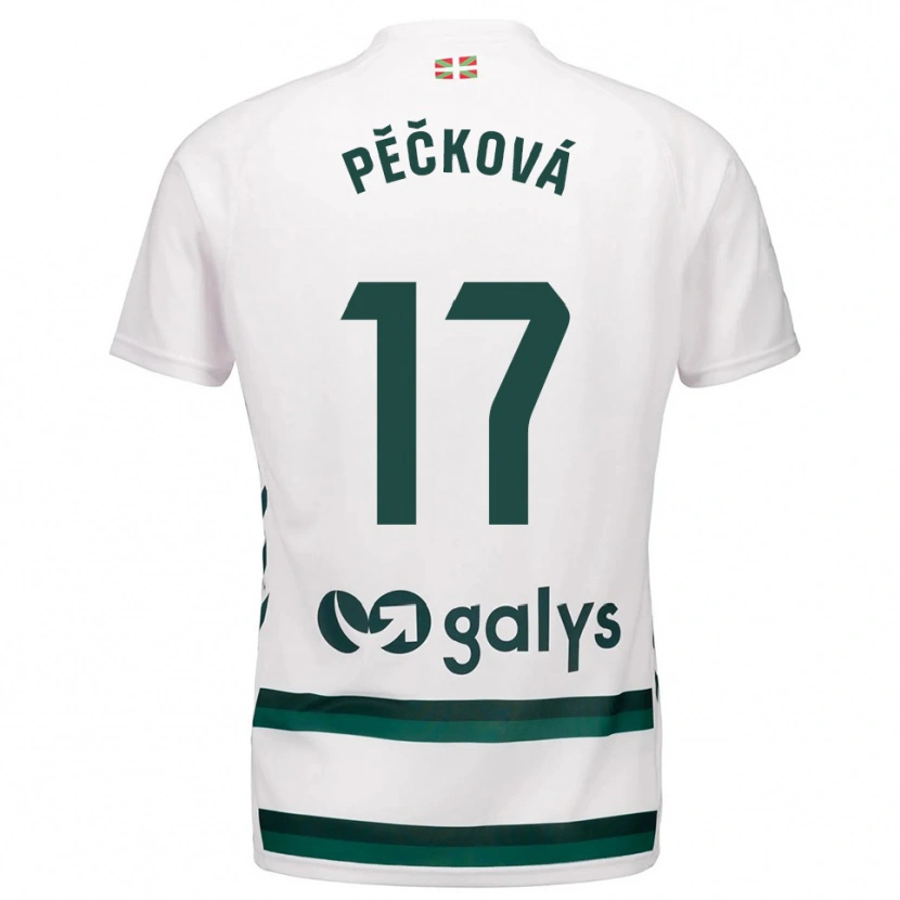 Danxen Uomo Maglia Alena Pěčková #17 Bianco Verde Kit Gara Away 2025/26 Maglietta