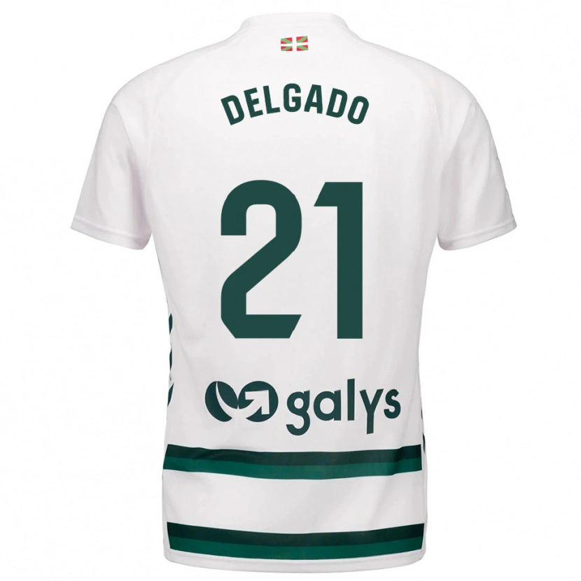 Danxen Uomo Maglia Marc Delgado #21 Bianco Verde Kit Gara Away 2025/26 Maglietta