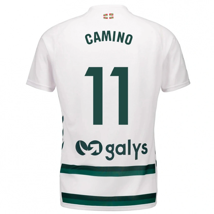 Danxen Uomo Maglia Laura Camino Fernández #11 Bianco Verde Kit Gara Away 2025/26 Maglietta