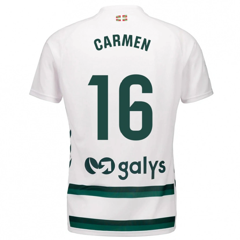 Danxen Uomo Maglia Carmen Álvarez Sánchez #16 Bianco Verde Kit Gara Away 2025/26 Maglietta