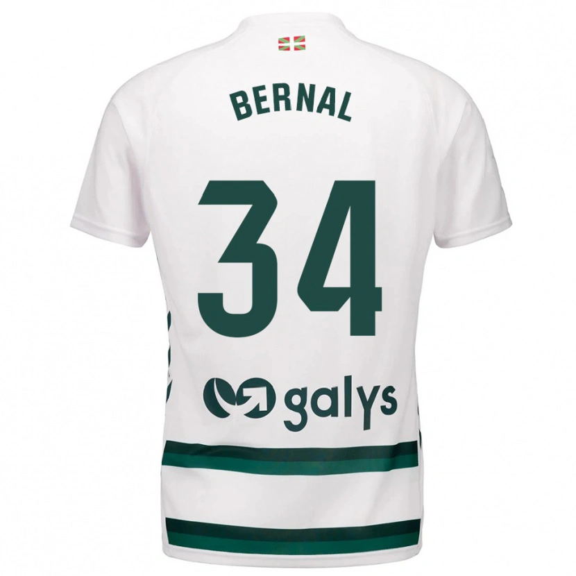 Danxen Uomo Maglia Unax Bernal #34 Bianco Verde Kit Gara Away 2025/26 Maglietta
