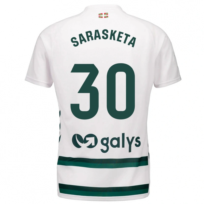 Danxen Uomo Maglia Lucas Sarasketa #30 Bianco Verde Kit Gara Away 2025/26 Maglietta
