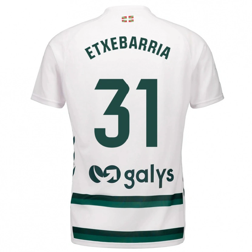 Danxen Uomo Maglia Ekain Etxebarria #31 Bianco Verde Kit Gara Away 2025/26 Maglietta
