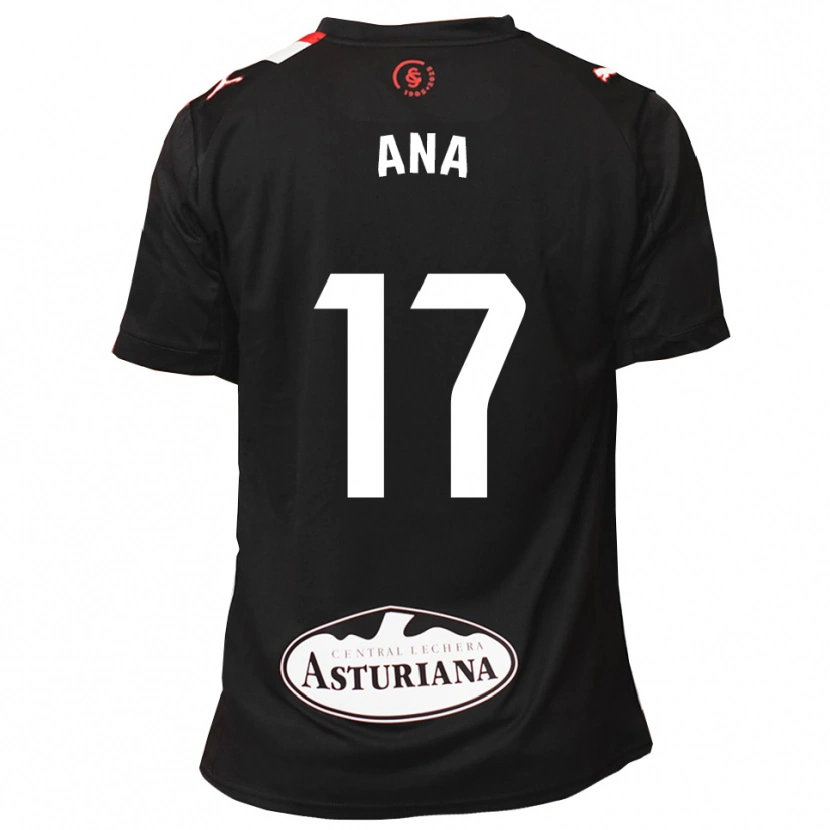 Danxen Uomo Maglia Ana Gloria Campoamor Paredes #17 Nero Bianco Kit Gara Away 2025/26 Maglietta