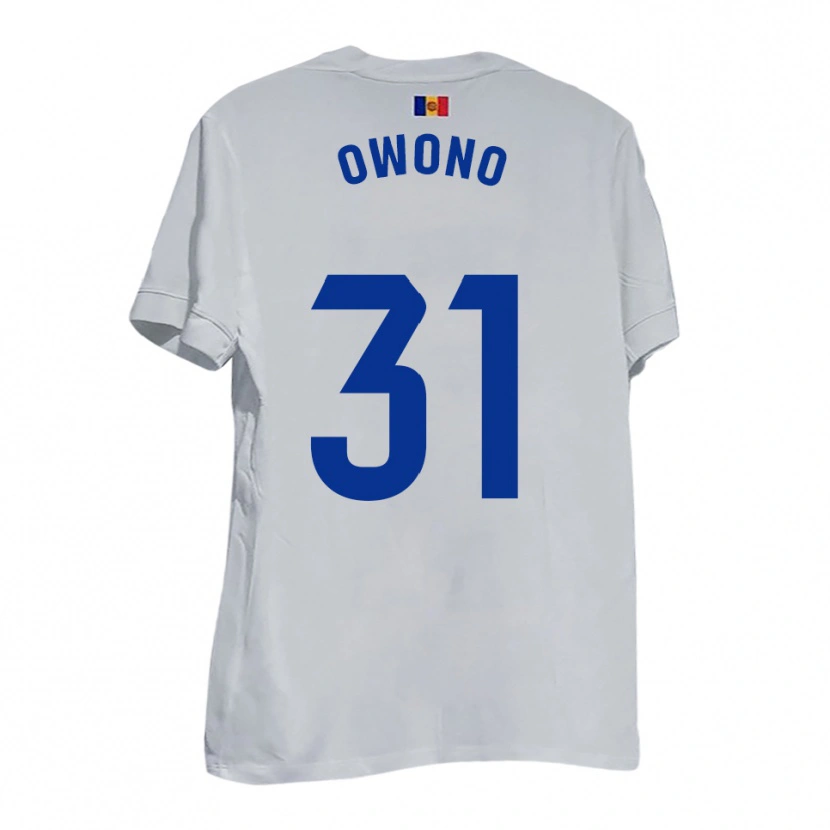 Danxen Uomo Maglia Jesús Owono #31 Bianco Blu Giallo Kit Gara Away 2025/26 Maglietta