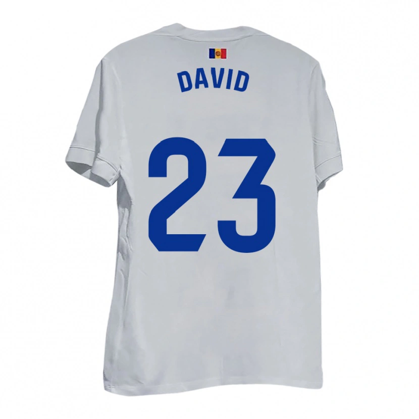 Danxen Uomo Maglia David De La Fuente #23 Bianco Blu Giallo Kit Gara Away 2025/26 Maglietta