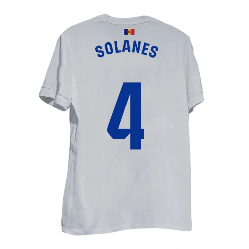 Danxen Uomo Maglia Albert Solanes #4 Bianco Blu Giallo Kit Gara Away 2025/26 Maglietta