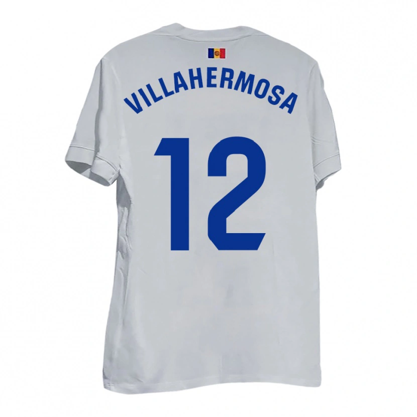 Danxen Uomo Maglia Dani Villahermosa #12 Bianco Blu Giallo Kit Gara Away 2025/26 Maglietta