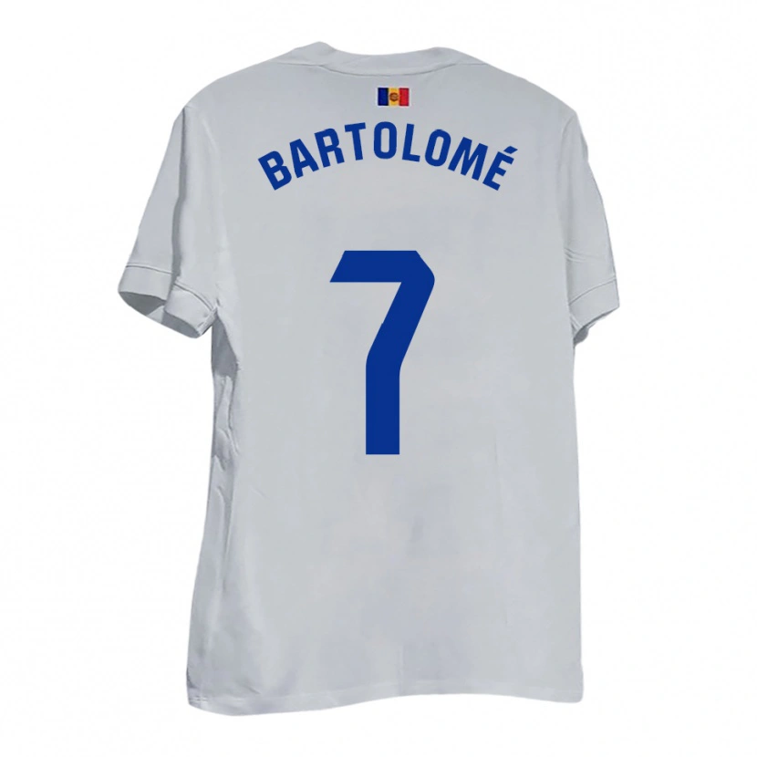 Danxen Uomo Maglia Luis Bartolomé #7 Bianco Blu Giallo Kit Gara Away 2025/26 Maglietta
