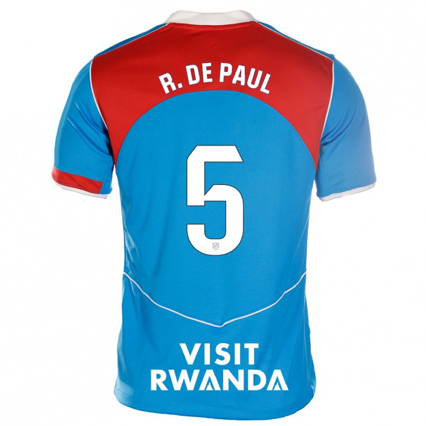 Danxen Uomo Maglia Rodrigo De Paul #5 Blu Bianco Kit Gara Third 2025/26 Maglietta