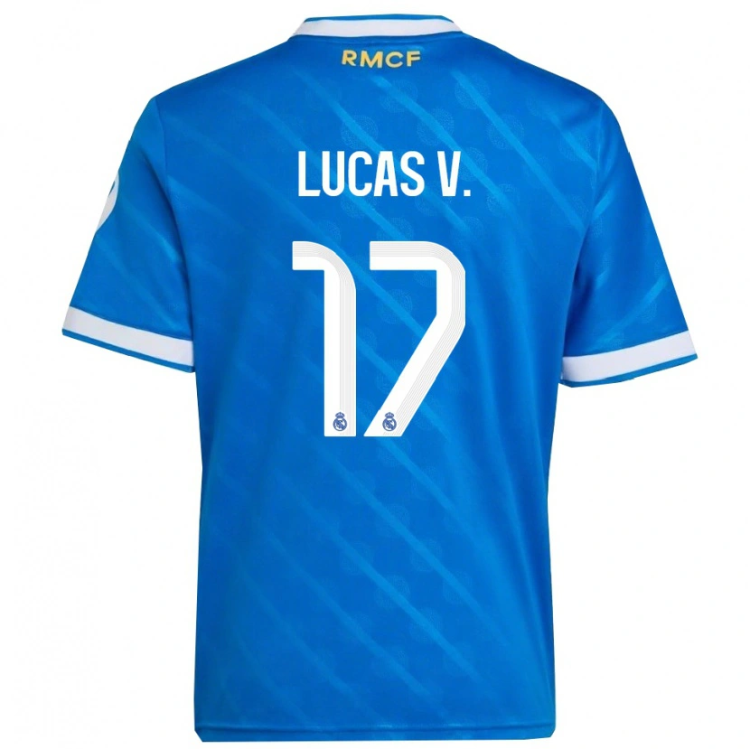 Danxen Uomo Maglia Lucas Vazquez #17 Blu Bianco Kit Gara Third 2025/26 Maglietta